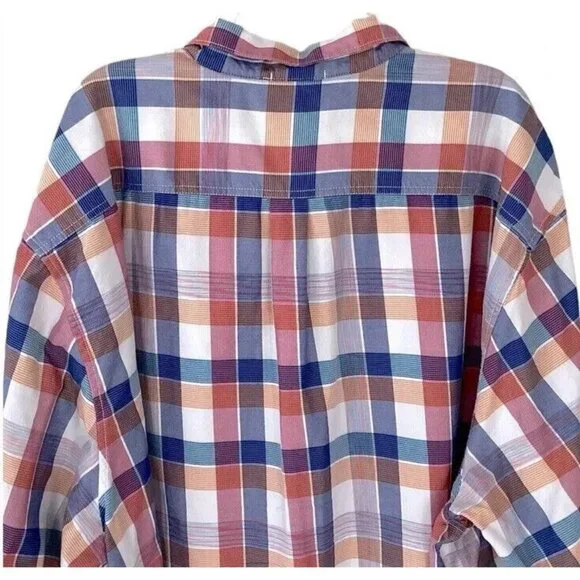 Tommy Bahama Men's Big & Tall 2XB Pure Coral Mendocino Button Front Plaid Shirt - Picture 4 of 9